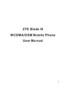 ZTE Blade III manual. Tablet Instructions.